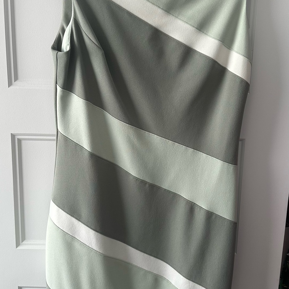 Elegant Striped Dress in Green and White